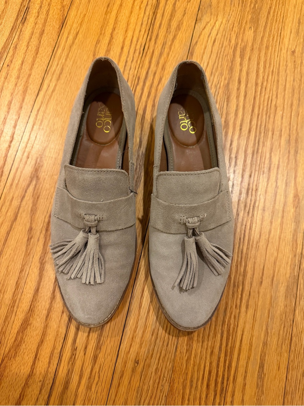 Franco Sarto Beige Suede Tassel Loafers